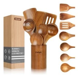 Kit Utensilios Cozinha Madeira